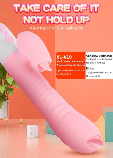 Wibrator-Silicone Vibrator USB 7 Function and Thrusting Function / Heating, pink B - Series Fox