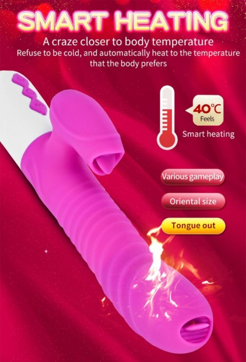 Wibrator-Silicone Vibrator USB 7 Function and Thrusting Function / Heating, pink B - Series Fox