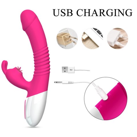 Wibrator- Silicone Vibrator USB 7 Powerful Licking and Thrusting Modes B - Series Fox