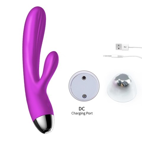 Wibrator-Silicone Vibrator and Pulsator Purple USB 7+7 Function / Heating B - Series Fox