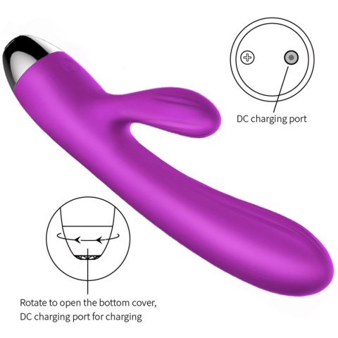 Wibrator-Silicone Vibrator and Pulsator Purple USB 7+7 Function / Heating B - Series Fox