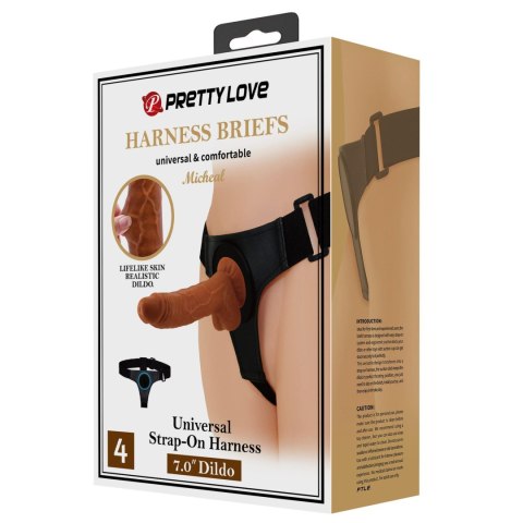 PRETTY LOVE - HARNESS BRIEFS- Micheal, Universal Strap-On, 7.0'' Dildo Pretty Love