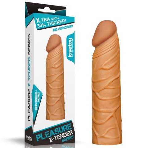 Add 1"" Pleasure X Tender Penis Sleeve Brown Lovetoy