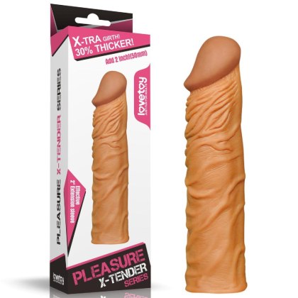 Add 2"" Pleasure X Tender Penis Sleeve Brown Lovetoy