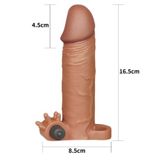 Add 2"" Pleasure X Tender Vibrating Penis Sleeve Brown Lovetoy