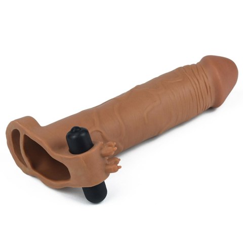 Add 3" Pleasure X Tender Vibrating Penis Sleeve Brown Lovetoy