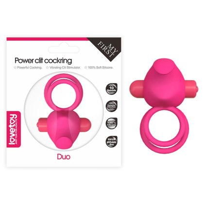 Power Clit Duo Silicone Cockring Pink Lovetoy