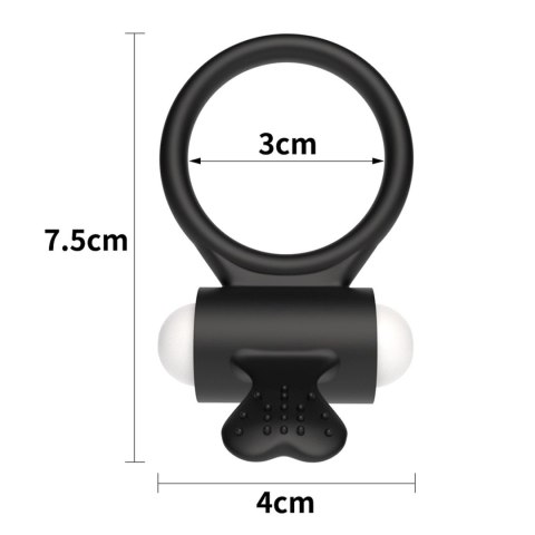 Power Clit Silicone Cockring Black Lovetoy