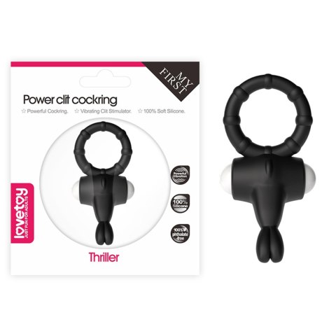 Power Clit Silicone Cockring Black Lovetoy