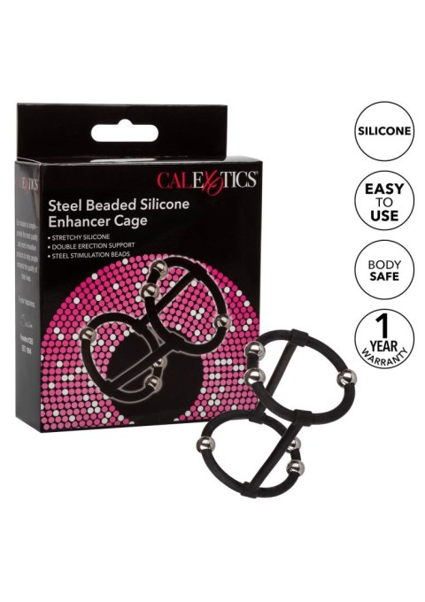 Beaded Silicone Enhancer Cage Black Calexotics