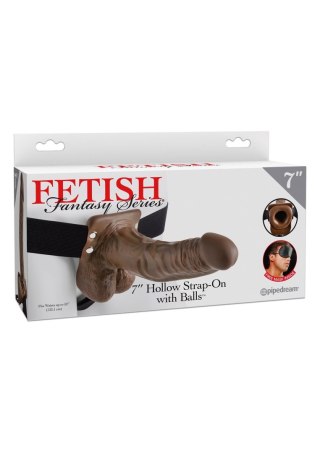 7 inch Hollow Strap-On Balls Brown skin tone Pipedream