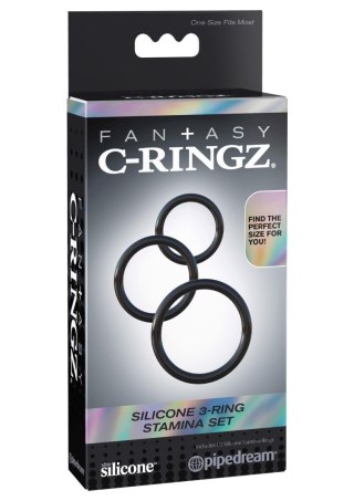 Silicone 3-Ring Stamina Set Black Pipedream