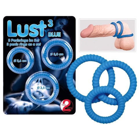 Lust 3 Cock Rings blue You2Toys