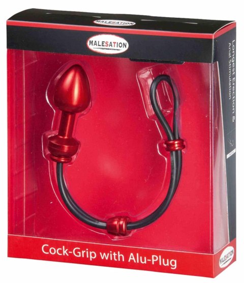 MALESATION Cock-Grip with Alu-Plug small, red Malesation