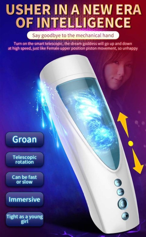 Masturbator-Vibrating, Rotating and Flashing Masturbation USB 10+10 Function / Talk Mode B - Series Fox