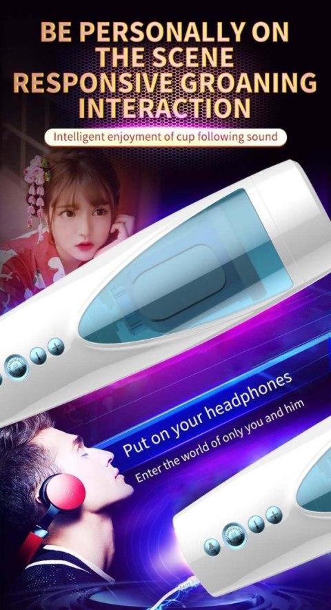 Masturbator-Vibrating, Rotating and Flashing Masturbation USB 10+10 Function / Talk Mode B - Series Fox