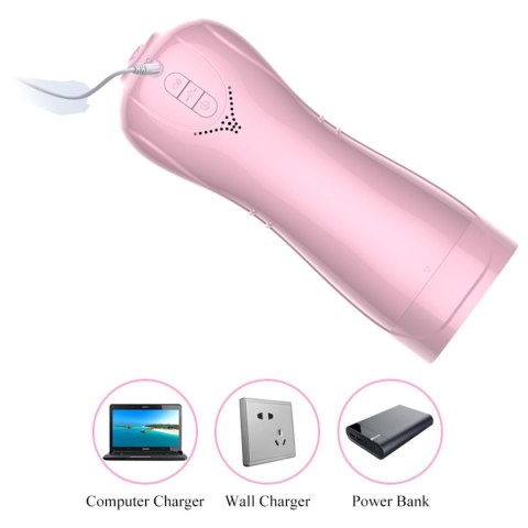 Masturbator-Vibrating and Flashing Masturbation Cup USB 7+7 Function / Talk Mode (Pink) B - Series Fox