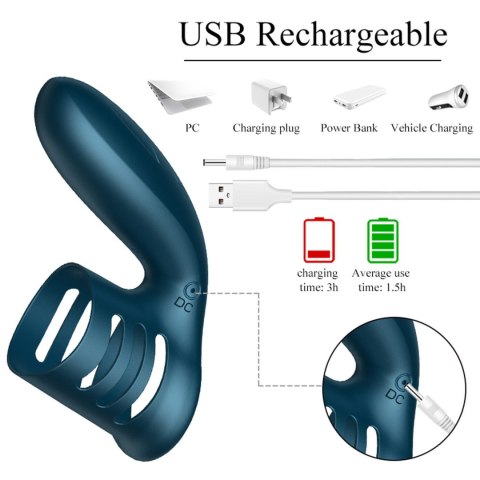 Wibrator-Silicone Ring Blue USB 7 Function B - Series Fox