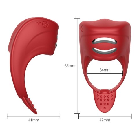 Wibrator-Silicone Ring Red USB 7 Function + Electro stim / remote control B - Series Fox