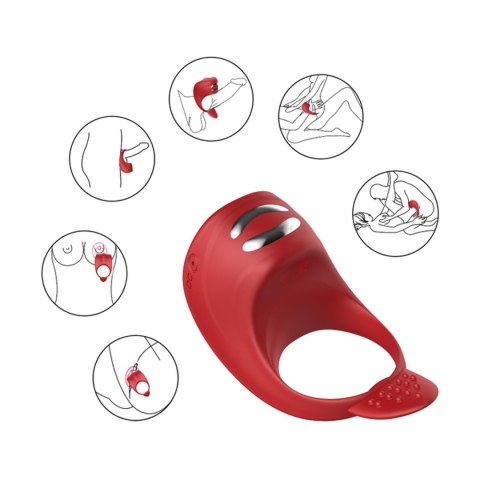 Wibrator-Silicone Ring Red USB 7 Function + Electro stim / remote control B - Series Fox