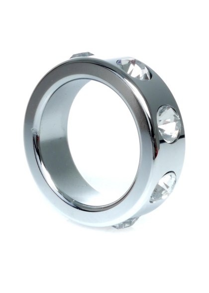 Pierścień-Metal Cock Ring with Cristal Diamonds Small B - Series HeavyFun