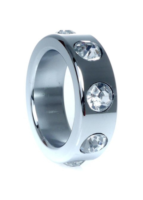 Pierścień-Metal Cock Ring with Cristal Diamonds Small B - Series HeavyFun