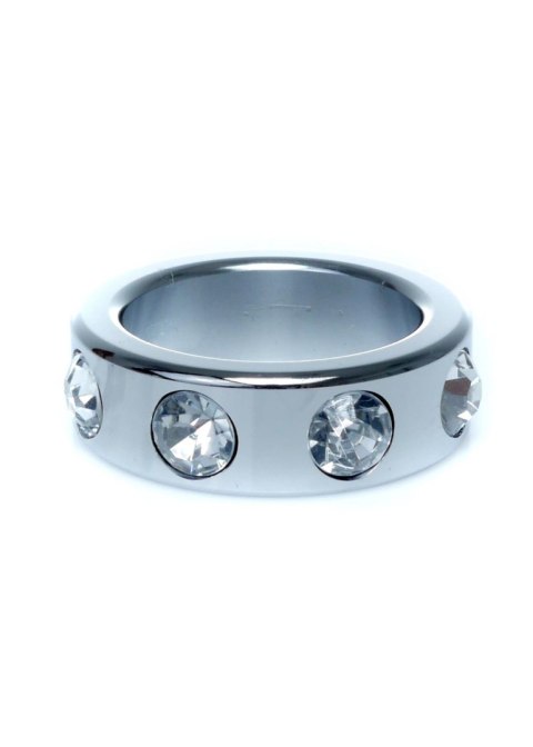 Pierścień-Metal Cock Ring with Cristal Diamonds Small B - Series HeavyFun