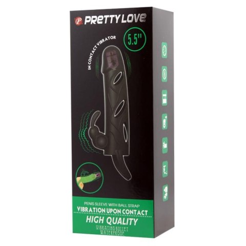 PRETTY LOVE - PENIS SLEEVE WITH BALL STRAP vibration BLACK Pretty Love