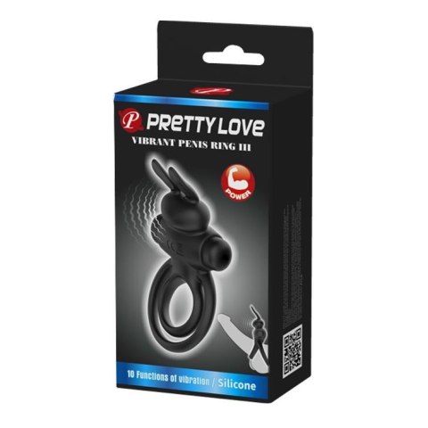 PRETTY LOVE - VIBRANT PENIS RING III Black Pretty Love