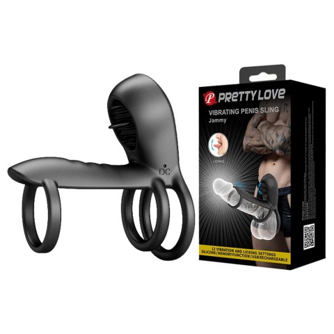 PRETTY LOVE - VIBRATING PENIS SLING Jammy, 12 vibration functions 12 licking settings Memory function Pretty Love