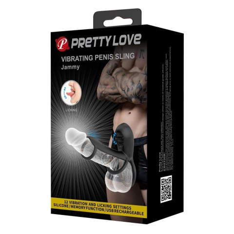 PRETTY LOVE - VIBRATING PENIS SLING Jammy, 12 vibration functions 12 licking settings Memory function Pretty Love