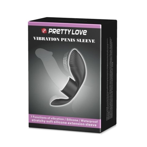 PRETTY LOVE - Vibration Penis Sleeve 7 FUNCTIONS BLACK Pretty Love