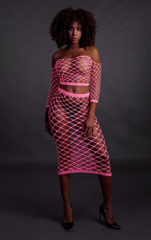 Long Sleeve Crop Top and Long Skirt - Pink - XS/XL Ouch!