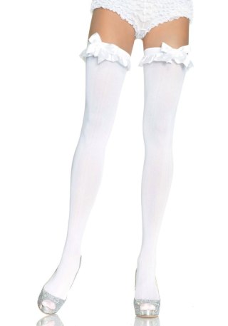 Opaque Thigh Highs With Bow White Leg Avenue