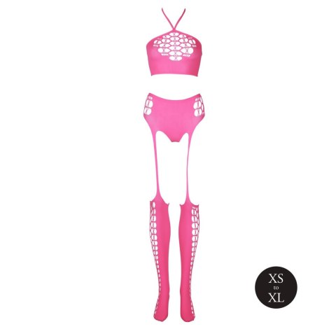 Two Piece with Crop Top and Stockings - Pink - XS/XL Ouch!