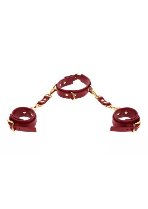 D-Ring Collar and Wrist Cuffs Red Taboom