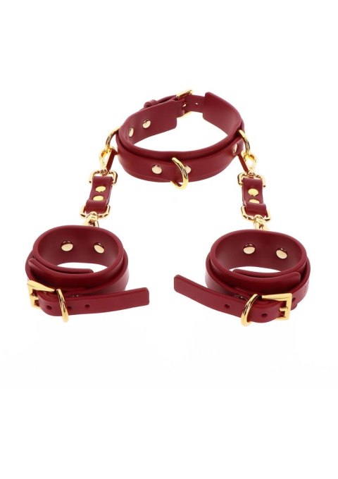 D-Ring Collar and Wrist Cuffs Red Taboom