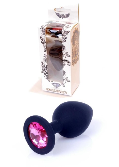 Plug-Jewellery Black Silicon PLUG Medium- Pink Diamond B - Series HeavyFun