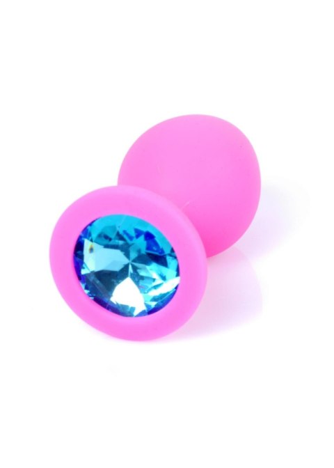 Plug-Jewellery Pink Silicon PLUG Medium- Light Blue Diamond B - Series HeavyFun