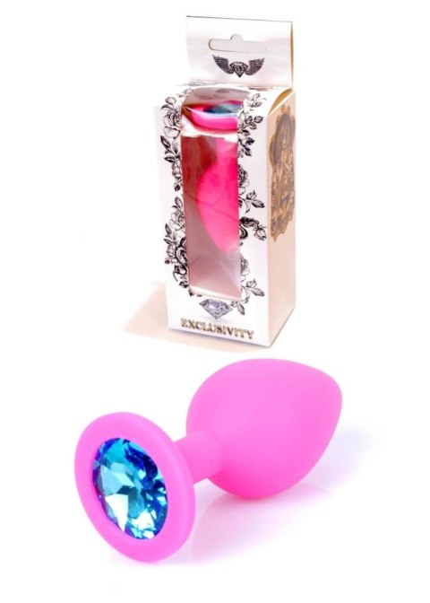 Plug-Jewellery Pink Silicon PLUG Medium- Light Blue Diamond B - Series HeavyFun