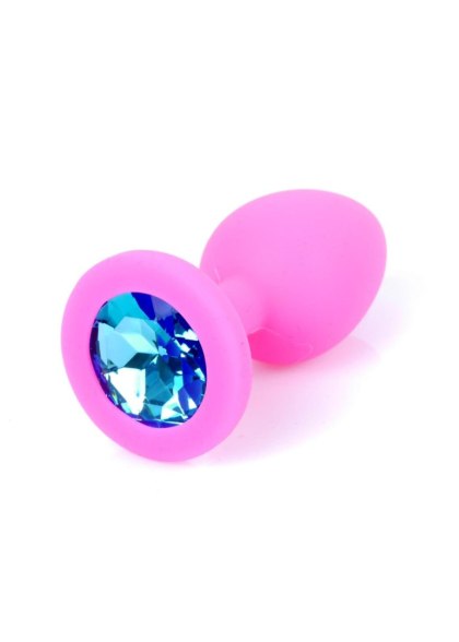 Plug-Jewellery Pink Silicon PLUG Small- Light Blue Diamond B - Series HeavyFun