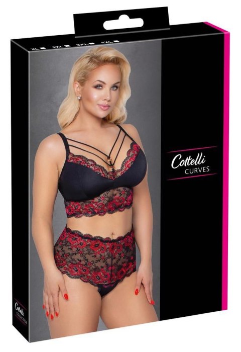 Bra and Briefs black/red 2XL Cottelli CURVES