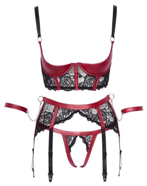 Shelf Bra Set black/red L Cottelli BONDAGE