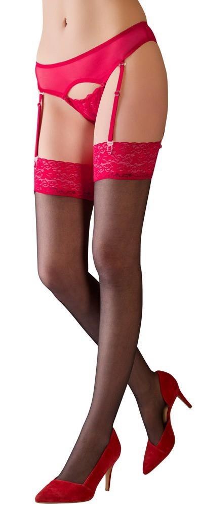 Stockings black/red 5 Cottelli LEGWEAR