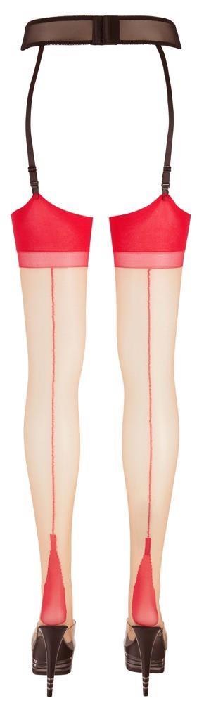 Stockings skin/red 2 Cottelli LEGWEAR