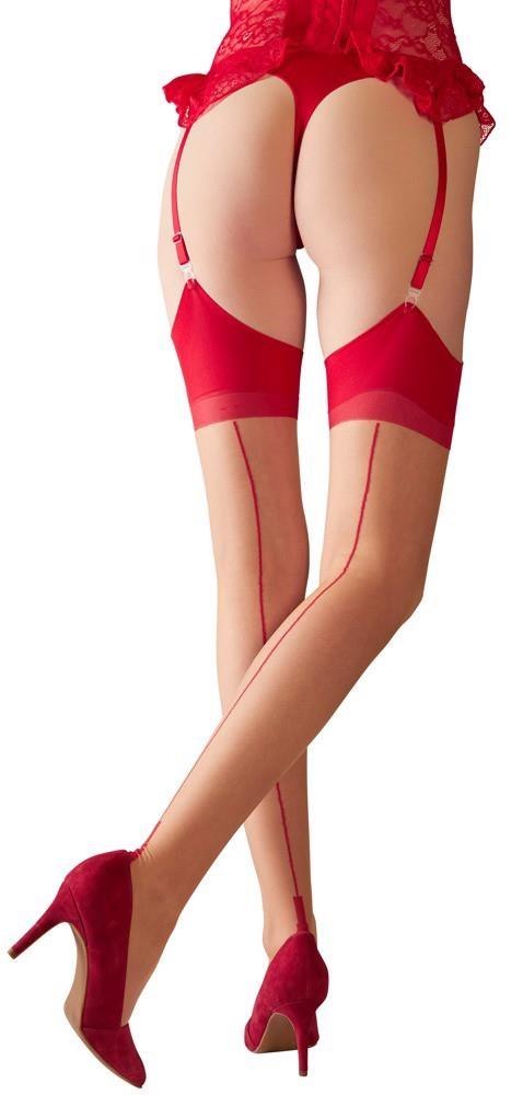 Stockings skin/red 3 Cottelli LEGWEAR