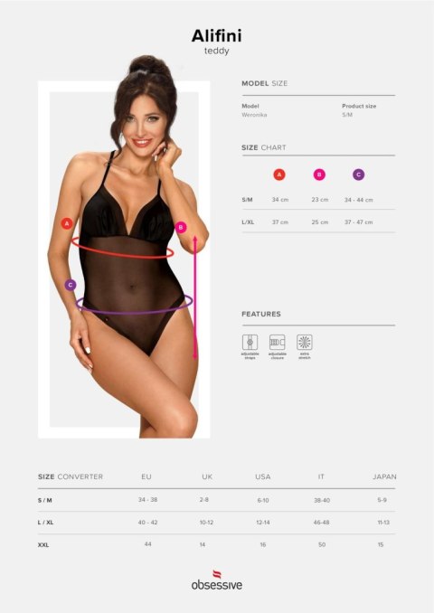 Bielizna- Alifini body czarne L/XL Obsessive