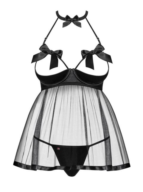 Bielizna-Delishya babydoll i stringi czarny L/XL Obsessive