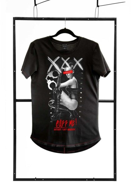 T-shirt men black L fashion Demoniq