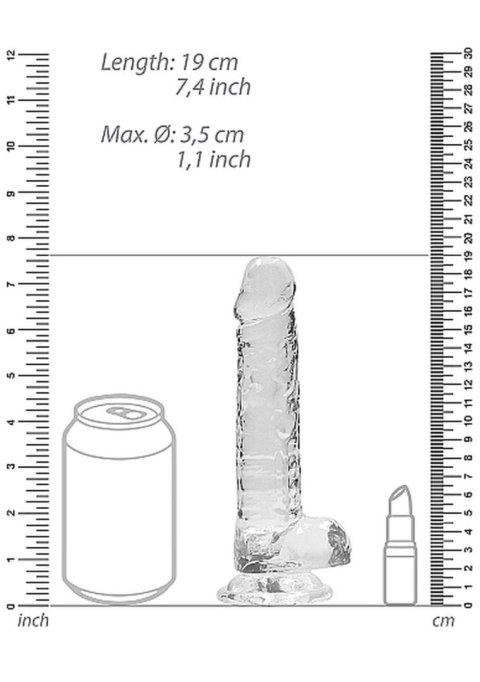 7"" / 18 cm Realistic Dildo With Balls - Transparent RealRock